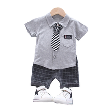 Summer Children Casual Clothing Baby Boys Girl Cotton Tie Shirt Shorts 2Pcs/sets Kids Infant Fashion Clothes Toddler Tracksuits 2024 - buy cheap