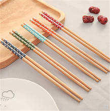 Palillos de bambú de madera con estampado Natural japonés, vajilla sin cera, sin laca, para Sushi chino, 1 par 2024 - compra barato