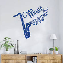 Adhesivo de pared de Jazz Saxofón para músicos, notas musicales de saxofón de vinilo, pegatina de pared para sala de estar y dormitorio, decoración artística extraíble, Mural dw4074 2024 - compra barato