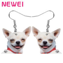 Newei Acrylic Smile Chihuahua Dog Earrings Cute Printing Pet Animal Dangle Drop Jewelry For Women Girl Festival Gift Decoration 2024 - buy cheap