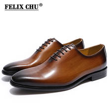 Мужские туфли-оксфорды FELIX CHU из натуральной кожи, классические модельные туфли, коричневые, черные, с ручной росписью, деловые мужские туфли 2024 - купить недорого