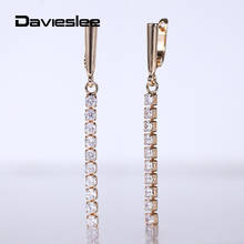 585 Rose Gold Dangle Drop Earrings for Women Clear Cubic Zircon Womens Long Drop Party Wedding Earrings Jewelry Gifts LGE284 2024 - buy cheap