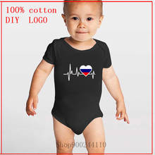Monos con estampado de bandera de latido del corazón de Rusia para bebé recién nacido, mono de manga corta con cuello redondo de 0 a 24M, ropa 100% de algodón para bebé 2024 - compra barato