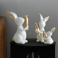 Cute rabbit ornaments ceramic home decorations creative cute study room living room wine cabinet decor Miniature and furnishings 2024 - buy cheap