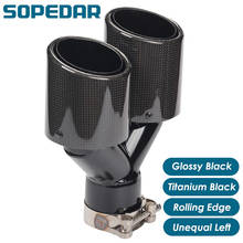 SOPEDAR Universal Car Dual Exhaust Tip Rolling Edge For AK Carbon Black StainLess Tail Pipe Dual End Muffler Tips Y Model  2024 - buy cheap