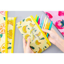 1Pcs/lot New Fruit grid zipper Pencil Bag Large Capacity School Student Kawaii Pencil Case Prize 2024 - buy cheap