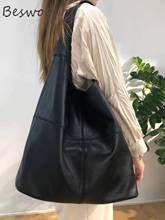 Women's Single-shoulder Bag Temperament Soft Leather Crossbody Tote Bag Useful Super Large Capacity Cowhide Retro Messenger Bags 2024 - buy cheap