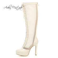 Arden Furtado/2020 г., летняя модная женская обувь пикантные элегантные женские ботинки из сетчатого материала на платформе с острым носком, на шпильке, на молнии, 43 2024 - купить недорого