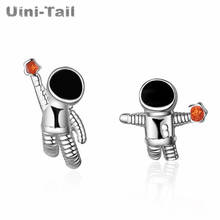 Uini-tail-pendientes asimétricos de Plata de Ley 925 con diseño de universo, Planeta, astronauta, tendencia de moda, gran calidad 2024 - compra barato