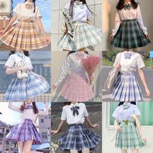 School Girl Uniform Pleated Skirts Japanese School Uniform High Waist A-Line Plaid Skirt Sexy JK Uniforms for Woman Full set 2024 - compre barato