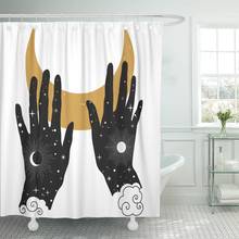Palmística mãos segurando lua crescente em estilo boho sun shower cortinas tecido de poliéster à prova dwaterproof água 72x72 polegadas com ganchos 2024 - compre barato