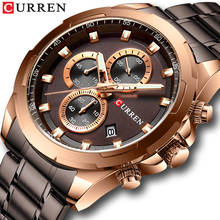 Curren relógio de pulso masculino totalmente em aço, relógio de quartzo esportivo militar à prova d'água 2024 - compre barato