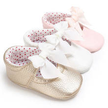 Zapatos de piel sintética para bebé recién nacido, zapatos de princesa con lazo, para primeros pasos, 0 a 18 meses 2024 - compra barato
