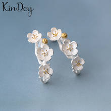 Kindey Новая мода 925 пробы серебро цветок сливы серьги для женщин Свадебные трендовые Винтажные Ювелирные Изделия 2024 - купить недорого