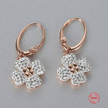 Pendientes de plata de primera ley con forma de flor para mujer, aretes pequeños, plata esterlina 1:1, Color fresco 2024 - compra barato