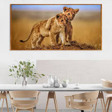 Pintura de tela realista de animais selvagens, leão, estilo nórdico moderno, decoração de casa, para pendurar na parede (sem moldura) 2024 - compre barato