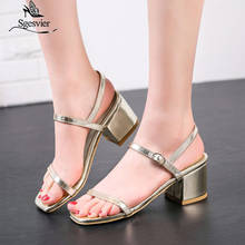 Sgesvier Women Sandals Summer 2020 High Heel Buckle Sandals Fashion Peep Toe Thick Heels Bridal Wedding Shoes Size 32-45 G505 2024 - buy cheap