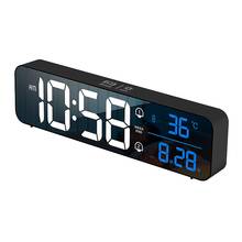 Música led digital despertador temperatura data display desktop espelho relógios decoração de mesa casa 2400 mah relógio eletrônico 2024 - compre barato