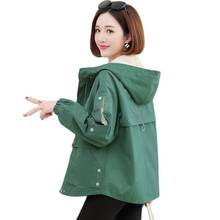 2021 Autumn Women's Coat Hooded Jacket Long Sleeve Zipper Pockets Casual Windbreaker Basic Jackets Short Outerwear M-4XL Coats 2024 - buy cheap