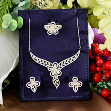 GODKI Flower Charm 3PCS Ring Necklace Earring Set For Women Wedding Party Cubic Zircon CZ Dubai Bridal Jewelry bijoux femme ense 2024 - buy cheap