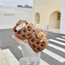 3D Cartoon Korea Chocolate Chip Cookie Bear Soft silicone Headphone Earphone Case for Apple Airpods 1 2 Wireless Headset Cover 2024 - buy cheap