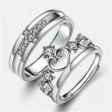 Visisavia-Conjunto de anillos de corona con apertura ajustable para pareja, anillos clásicos con incrustaciones de circonita, anillo de amante romántico, joyería de boda de Príncipe princesa F087 2024 - compra barato