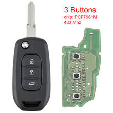 433 МГц 3 кнопки Автомобильный Дистанционный ключ с чипом PCF7961M 4A и лезвием подходит для Renault new 2024 - купить недорого