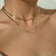 Fashion Golden Double-Layered Snake Chain Link Choker Necklace For Women Bohemian Multilayer Chain Charm Necklaces Jewelry 2024 - купить недорого