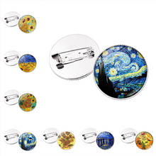 1pcs Vintage Art Van Gogh Brooch Starry Night Handmade Oil Painting Glass Convex Round Brooch Pin Male Lady Christmas Gift 2024 - buy cheap