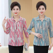 Middle Age Women Blouse 2022 Spring Summer New 5XL Mother Clothing Print Shirt Blusa Feminina Cardigan Tops Mujer Y58 2024 - buy cheap