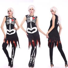 Fantasia de halloween macacão zumbi, fantasia de esqueleto de horror roupas femininas cosplay roupas de festival fantasma 2024 - compre barato