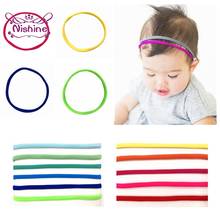 Nishine 12pcs/lot DIY Baby Girls Traceless Elastic Hairband Solid Color Nylon Headband Children Headwear Accessories Photo Props 2024 - buy cheap