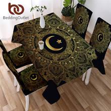 BeddingOutlet Golden Mandala Tablecloth Star Moon Waterproof Table Cloth With Chair Covers Flower Decorative Table Cover 140x200 2024 - buy cheap