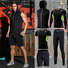 Conjunto de gimnasio ajustado para hombre, al aire libre para trotar traje deportivo, ropa deportiva para hombre, chándal de entrenamiento de ajuste seco, MMA 2024 - compra barato