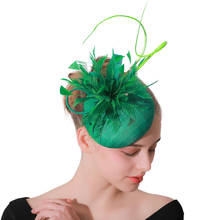 Vintage sinamay verde fascinators chapéus hairpin para senhoras casamento headwear festa chá feminino elegante headpiece acessórios para o cabelo 2024 - compre barato