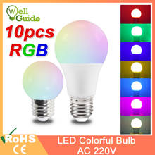 10pcs Led Bulb RGB E27 3W 7W led lamp A60 G45 Led Light Colorful SMD 2835 220V 240V Flashlight Globe Bulb indoor light for home 2024 - buy cheap