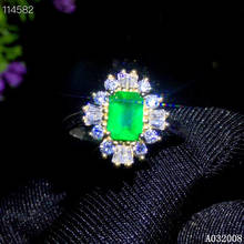 KJJEAXCMY-Anillo de Esmeralda natural con incrustaciones de plata de ley 925, joyería fina, anillo de piedras preciosas para mujer, soporte a la moda 2024 - compra barato