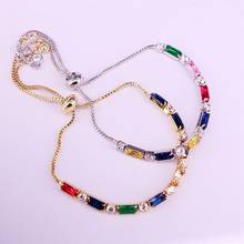 6PCS, Colorful Cubic Zirconia Tennis Bracelets Iced Out Chain Crystal Bracelet For Women Gold Silver Color Bracelet Jewelry 2024 - buy cheap