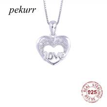 Pekurr 925 Sterling Silver Zircon Shell Heart LOVE Letter Necklace For Women Crystal Heart Pendants Wedding Fashion Jewelry 2024 - buy cheap