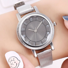 Relógio digital de luxo feminino, relógio rosa colorido de pulso fashion para mulheres, pulseira de malha prateada, relógios de quartzo, novo, 2020 2024 - compre barato