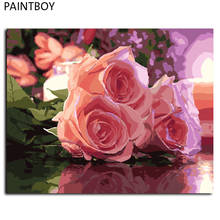 Pink Rose Frameless Picture DIY Painting By Numbers Digital Canvas Oil Painting Home Decor For Living Room Wall Art GX4478 2024 - купить недорого