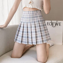 2020 Korean Fashion Preppy Style High Waist Plaid Pleated Skirt Woman Mini Skirt Elegant A-Line Summer Skirts Women jupe femme 2024 - buy cheap