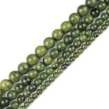 Cuentas de jade verde canadiense de piedra Natural auténtica, hebra redonda, hilo suelto de 15 ", 6, 8, 10, 12MM, tamaño a elegir para la fabricación de joyas DIY 2024 - compra barato