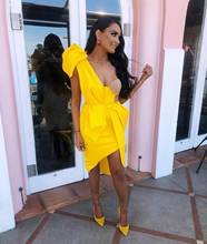 2020 New women  white yellow one - shoulder sleeveless sexy bodycon celebrity evening party  bandage dress dropshipping 2024 - buy cheap