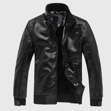 Jaqueta de couro para motociclista masculina, casaco de couro resistente com gola alta qualidade casual e slim, roupa de marca 2024 - compre barato