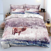 Ropa de cama 3D de animales, edredón, funda de almohada de algodón, tamaño King, Queen, doble, doble, personalizado, ciervo blanco 2024 - compra barato