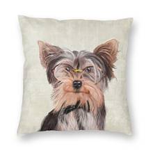 Funda de cojín para perro Yorkshire Terrier, sala de estar sofá para, funda de cojín cuadrada, 40x40cm 2024 - compra barato