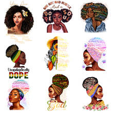 Beauty African Black Queen African Thermal Stickers Heat Transfer Patch Diy Washable T-Shirt Jeans Household Iron On Applique 2024 - buy cheap