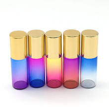 Empty 5ml Essential Oil Glass Roller Bottle Perfume Sample Test Roll-On Glass Vial Gradient Color with Gold cap 5pcs 2024 - buy cheap