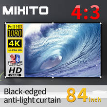 MIXITO проектор с светильник, 4:3 экран для занавесок 84 дюйма, 3d HD портативный экран для проектора с отверстиями для помещений и улицы 2024 - купить недорого